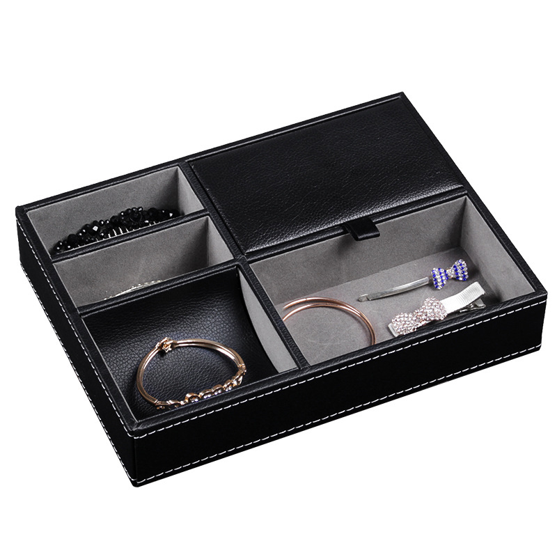 Valet Tray Nightstand Organizer Leather - ผู้ชาย Valet ถาดเดสก์ท็อป PU หนังไม้ถาดเครื่องประดับกล่อง Nightstand