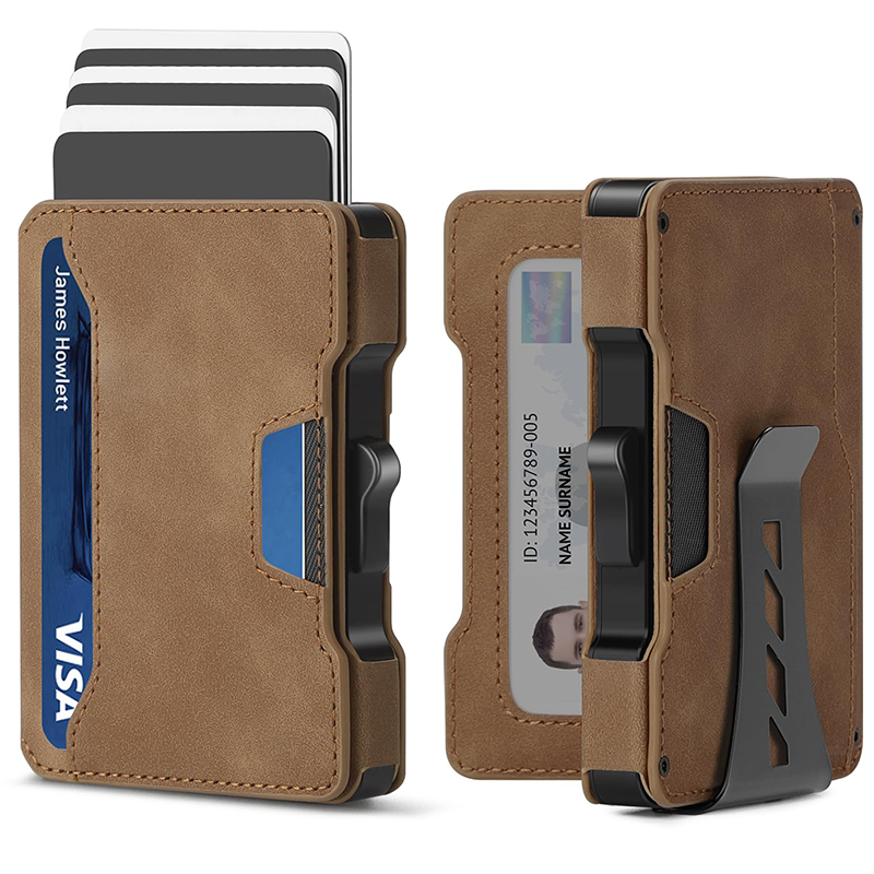 Money Clip Minimalist Rfid Blocking - กระเป๋าสตางค์สำหรับผู้ชาย, กระเป๋าสตางค์ผู้ชายแบบมินิมอลพร้อมคลิปหนีบเงิน, กระเป๋าสตางค์แบบป๊อปอัพอัจฉริยะป้องกัน RFID, ที่ใส่บัตรเครดิตโลหะ