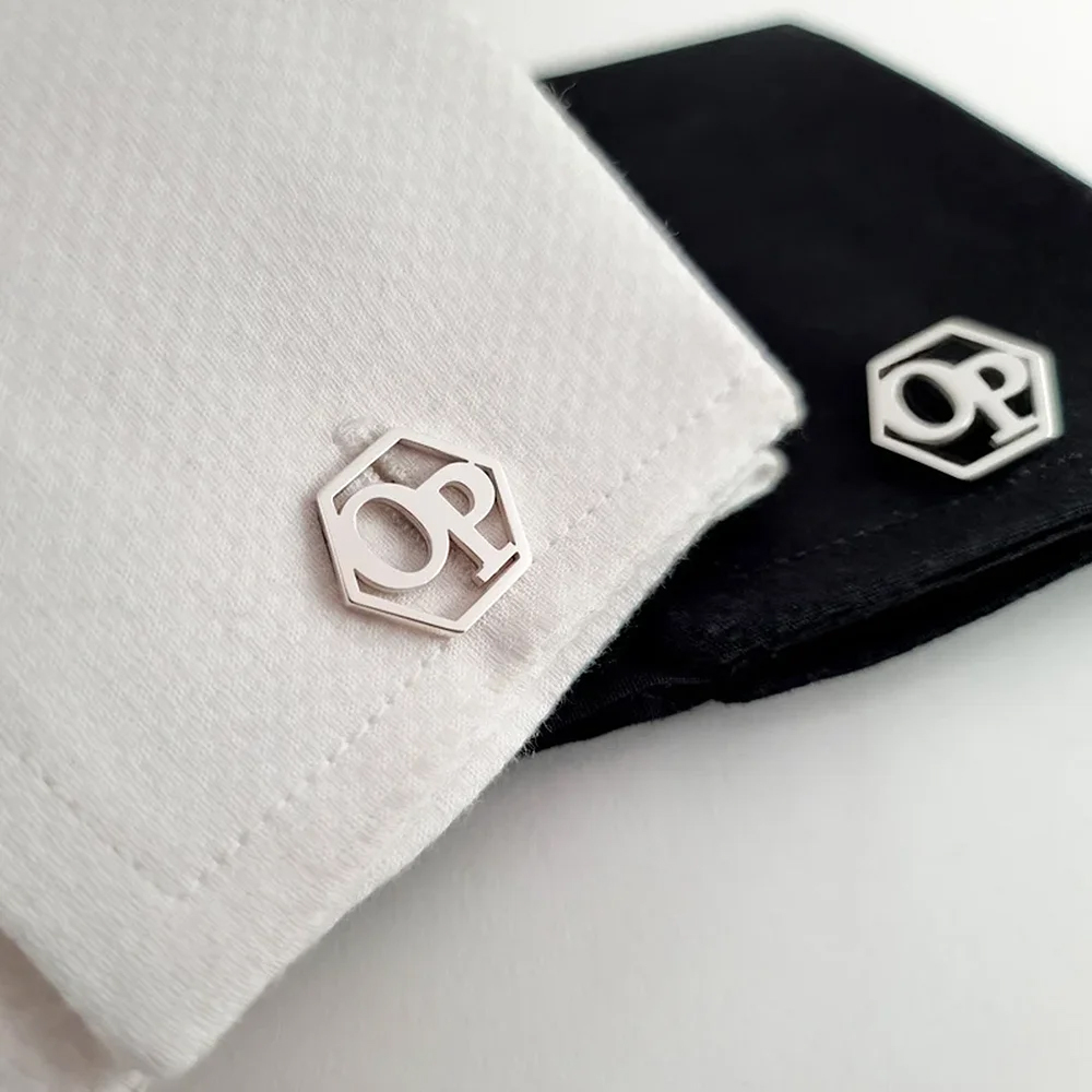 Cufflinks Men Stainless Steel Luxury - กระดุมข้อมือหรูหราแบบสั่งทำพิเศษสำหรับงานปาร์ตี้ งานแต่งงาน กระดุมข้อมือเจ้าบ่าว กระดุมข้อมือสลักอักษรย่อตามสั่ง เครื่องประดับแฟชั่นสแตนเลส
