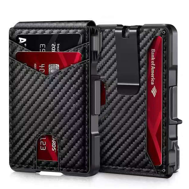 Money Clip Minimalist Rfid Blocking - กระเป๋าสตางค์ผู้ชายป้องกัน RFID | ที่ใส่บัตรแบบป๊อปอัพ ดีไซน์มินิมอล บางเฉียบ