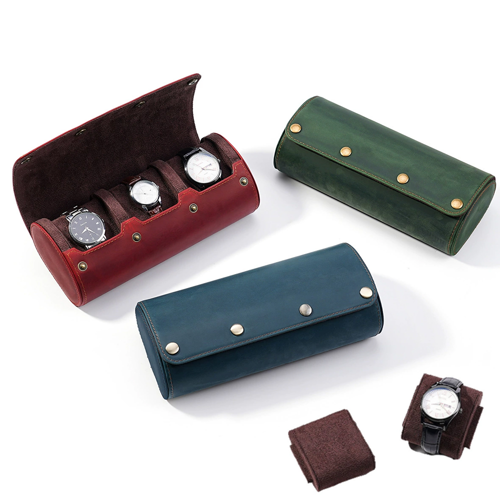 Watch Travel Roll Case 3 Slots Leather - CONTACT FAMILY กล่องเก็บนาฬิกาแบบม้วน หนังแท้ สไตล์วินเทจ 1/2/3