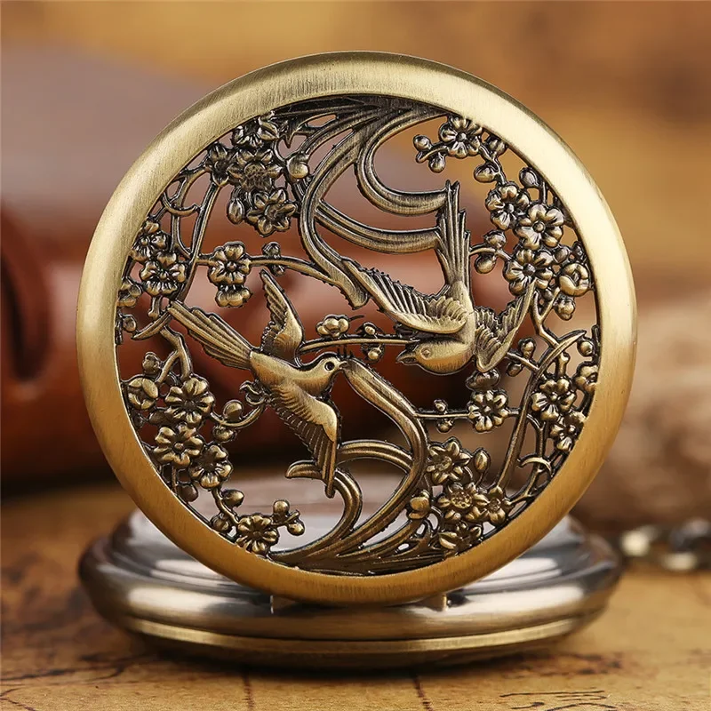 Pocket Watch Mechanical Skeleton Vintage - นาฬิกาพกสไตล์วินเทจแบบโปร่งลายแม็กพาย สำหรับผู้ชายและผู้หญิง นาฬิกากลไกอัตโนมัติแบบโครงกระดูก พร้อมเข็มเรืองแสงและสายโซ่