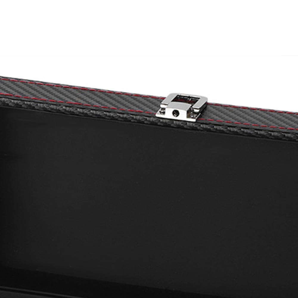 Watch Display Storage Box Carbon Fiber - กล่องจัดเก็บเครื่องประดับแบบพกพาสีดำ วัสดุคาร์บอนไฟเบอร์ PU ขนาด 22.2 *