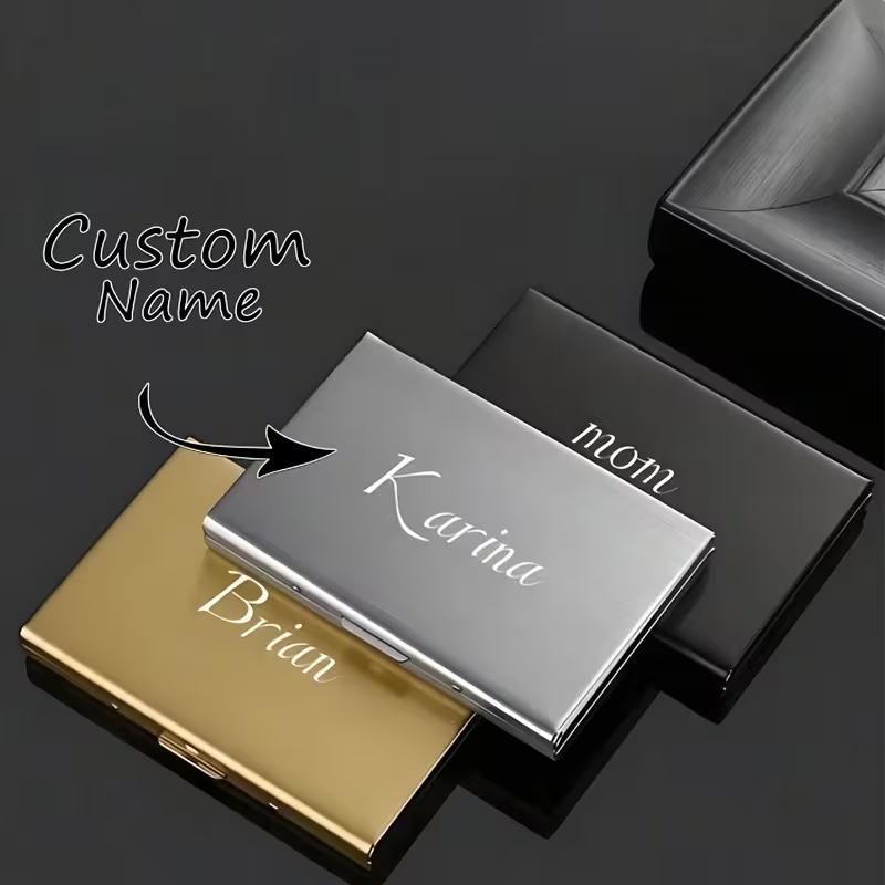 Money Clip Minimalist Rfid Blocking - 1 ชิ้น ที่ใส่บัตรเครดิตป้องกันการโจรกรรม RFID พร้อมสลักชื่อได้ กระเป๋าสตางค์ผู้ชายสไตล์มินิมอล