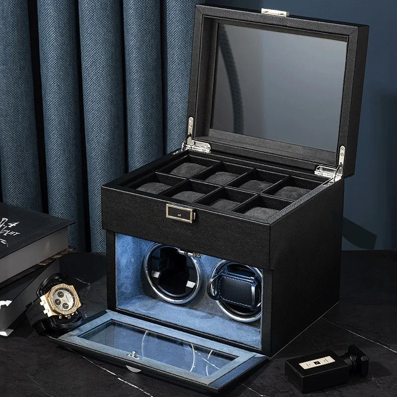 Watch Display Storage Box Carbon Fiber - กล่องหมุนนาฬิกาแบบใหม่ วัสดุคาร์บอนไฟเบอร์และหนัง PU แบบสองชั้น พร้อมโรเตอร์ 2