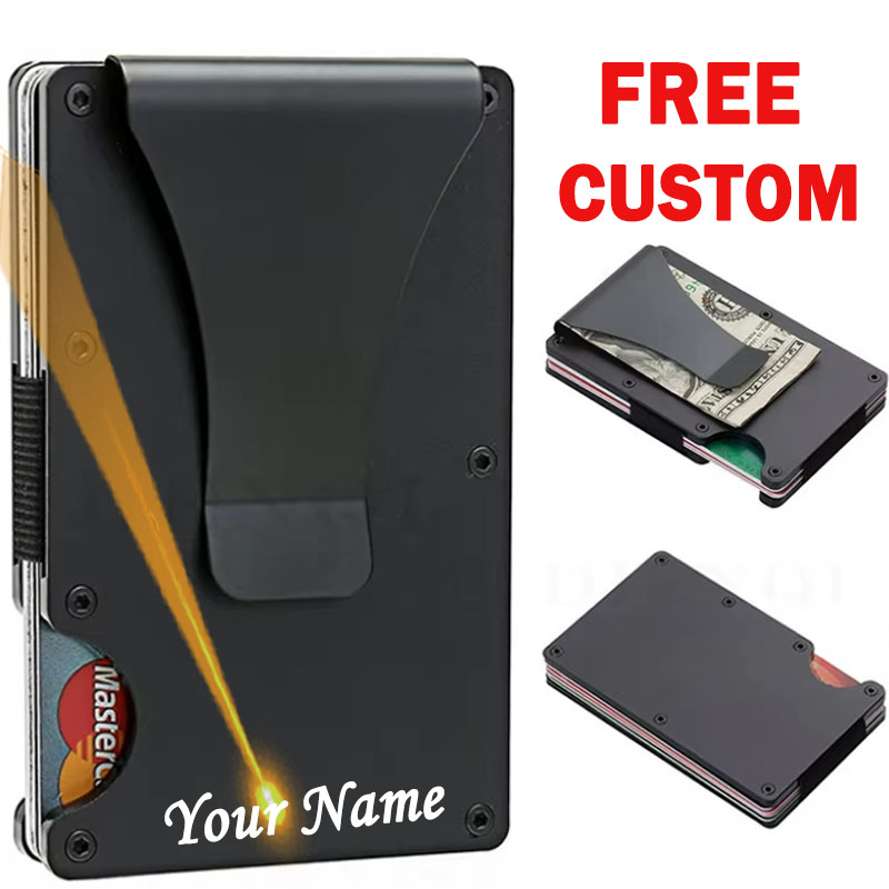 Money Clip Minimalist Rfid Blocking - Custom ชื่อกระเป๋าสตางค์ผู้ชายกระเป๋าด้านหน้า RFID Blocking Minimalist Slim