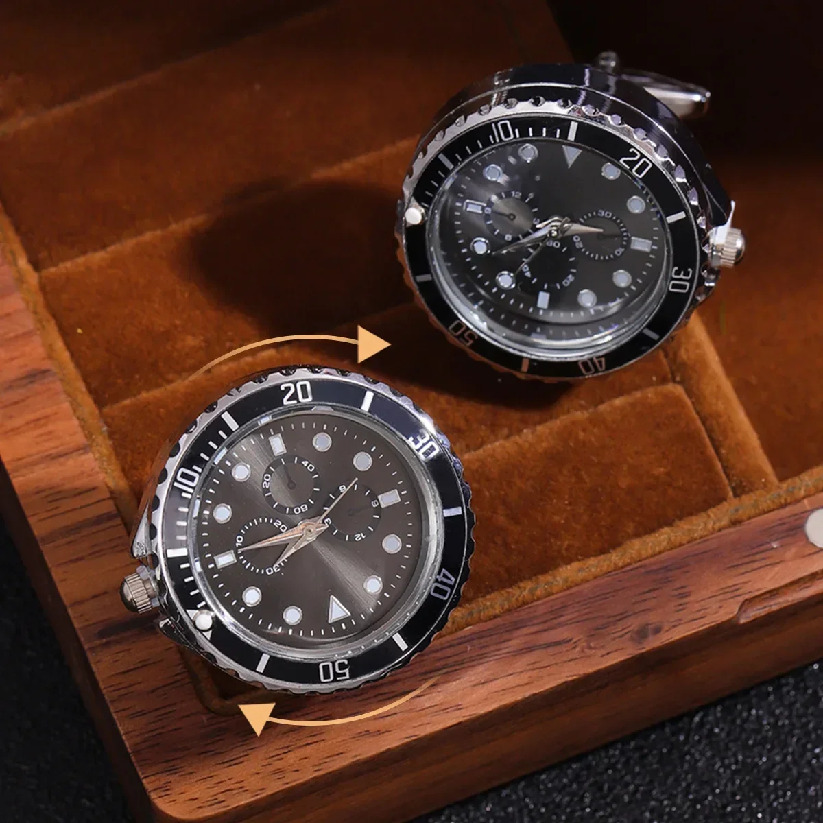 Cufflinks Men Stainless Steel Luxury - คอลเลคชั่นฤดูใบไม้ร่วงใหม่ล่าสุดไฟนาฬิกาหรูหรากระดุมข้อมือนาฬิกาแฟชั่นหมุนได้สีดำและสีขาวเครื่องประดับของขวัญวันหยุดสำหรับผู้ชาย