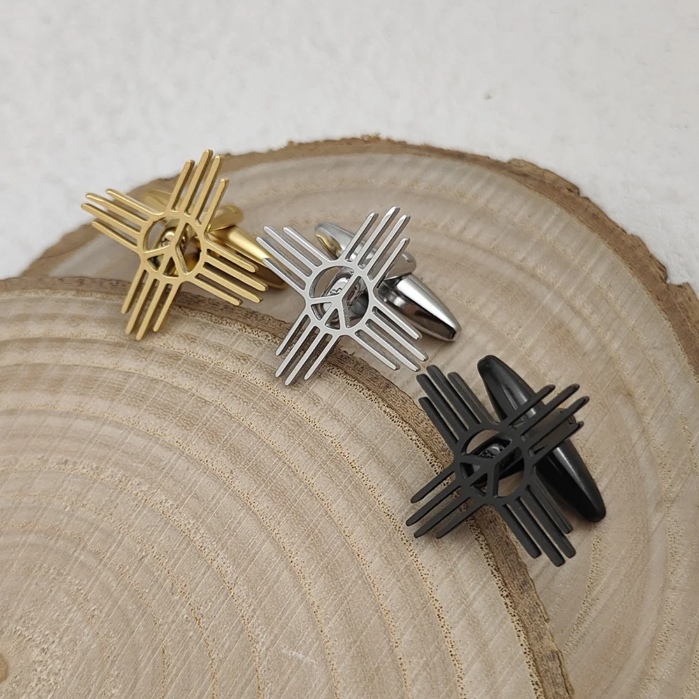Cufflinks Men Stainless Steel Luxury - กระดุมข้อมือลายทางแฟชั่นใหม่สำหรับผู้ชาย หรูหรา สีดำ เงิน ทอง ลายเส้น