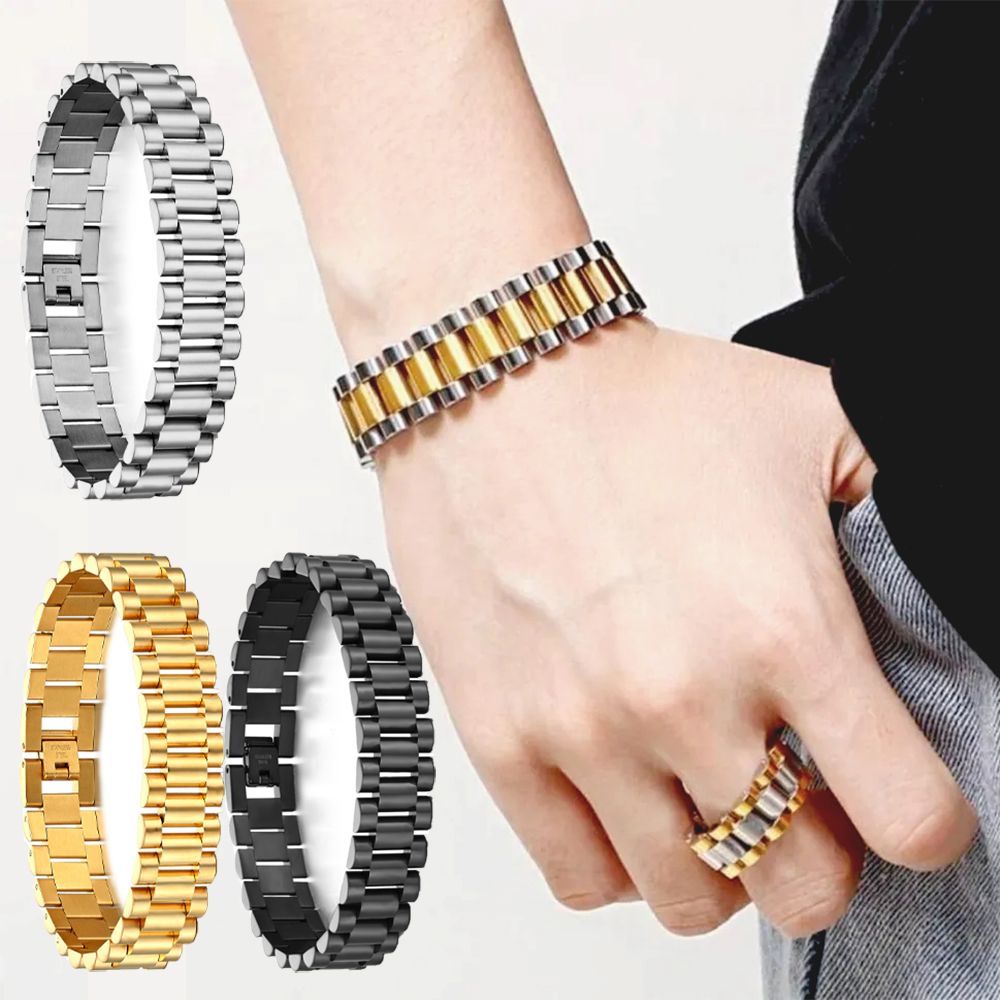 Cufflinks Men Stainless Steel Luxury - สร้อยข้อมือโซ่จักรยานสแตนเลสสำหรับผู้ชาย - กำไลข้อมือแบบคิวบันลิงค์สไตล์ฮิปฮอประดับไฮเอนด์ เครื่องประดับหรูหราที่มีสไตล์และทนทานสำหรับผู้ชาย