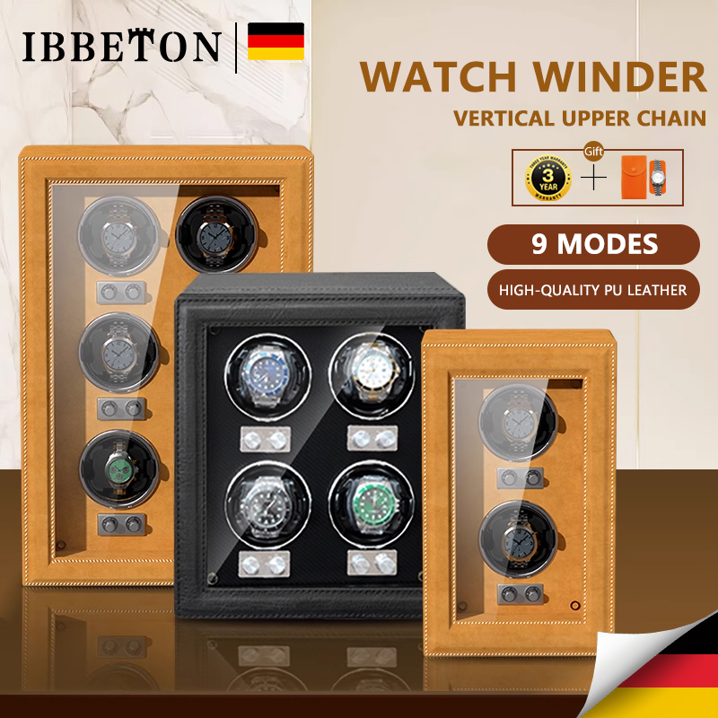 Watch Winder 4 Watches Automatic Silent - นาฬิกาหนัง PU สุดหรู มาพร้อมกับกล่องอัตโนมัติระดับไฮเอนด์แบบ 2, 4
