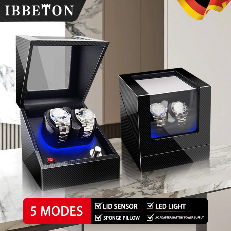 Watch Display Storage Box Carbon Fiber - IBBETON หรูหราอัตโนมัตินาฬิกา Winder Mabuchi mute มอเตอร์คาร์บอนไฟเบอร์นาฬิกากล่องเครื่องประดับจัดเก็บกรณีนาฬิกา