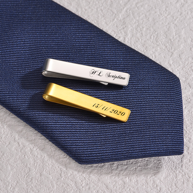 เข็มกลัดชื่อเนคไทที่แกะสลักทำจ - Tie Clip Bar Set Stainless Steel บทวิจารณ์และราคา