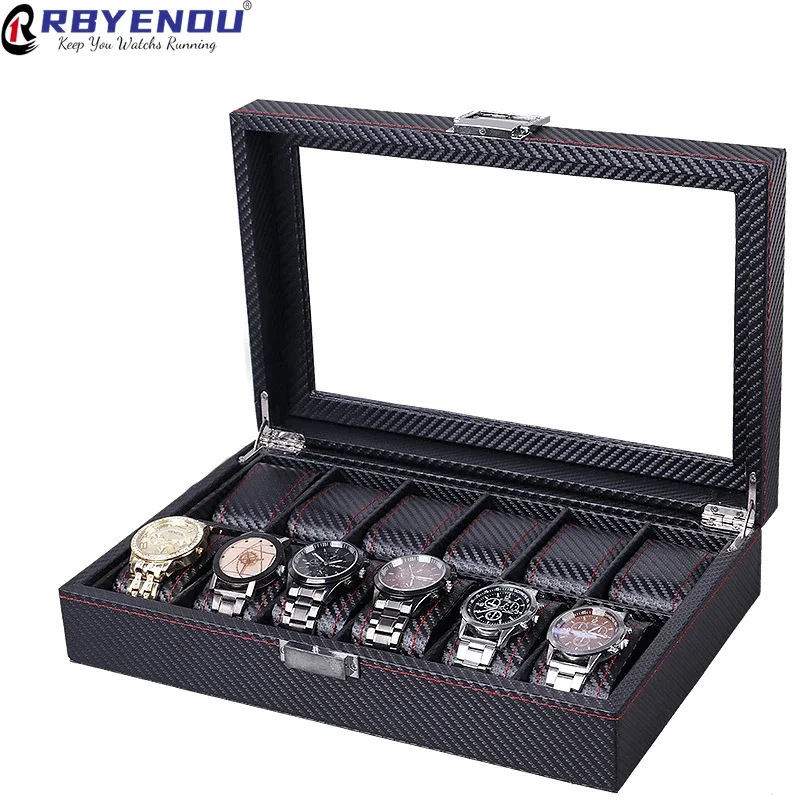 กล่องเก็บนาฬิกาแบบมัลติฟังก์ชั - Watch Display Storage Box Carbon Fiber บทวิจารณ์และราคา