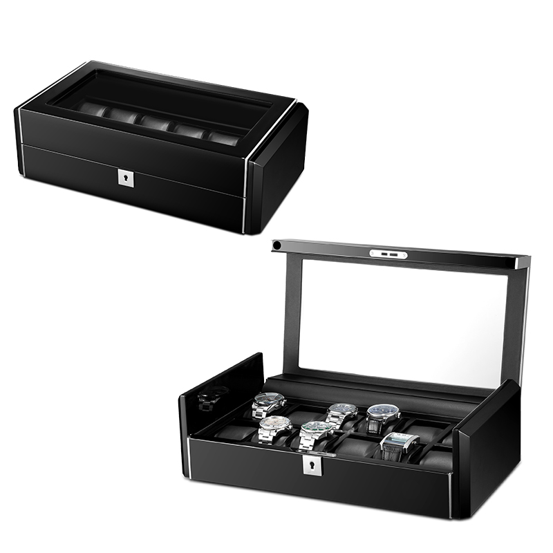 กล่องเก็บนาฬิกาแฟชั่นสีดำทำมือ - Watch Display Storage Box Carbon Fiber บทวิจารณ์และราคา