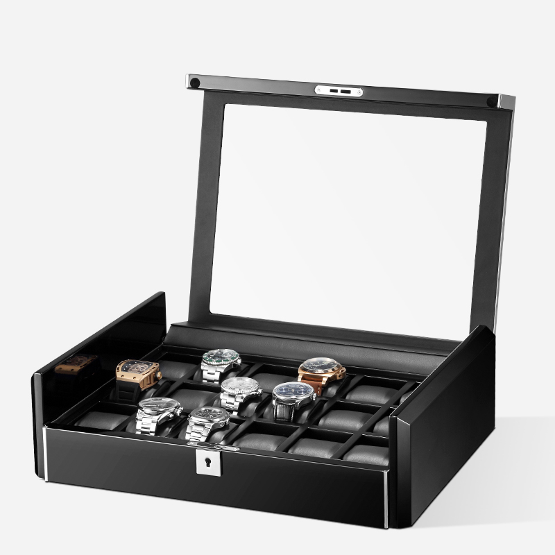 กล่องเก็บนาฬิกาแฟชั่นสีดำทำมือ - Watch Display Storage Box Carbon Fiber บทวิจารณ์และราคา