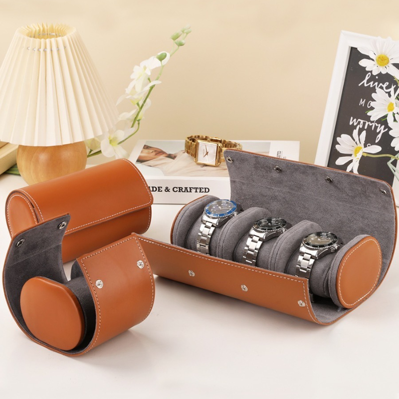 นาฬิกาหนังแบบพกพาม้วน 1 2 3 ช่ - Watch Travel Roll Case 3 Slots Leather บทวิจารณ์และราคา