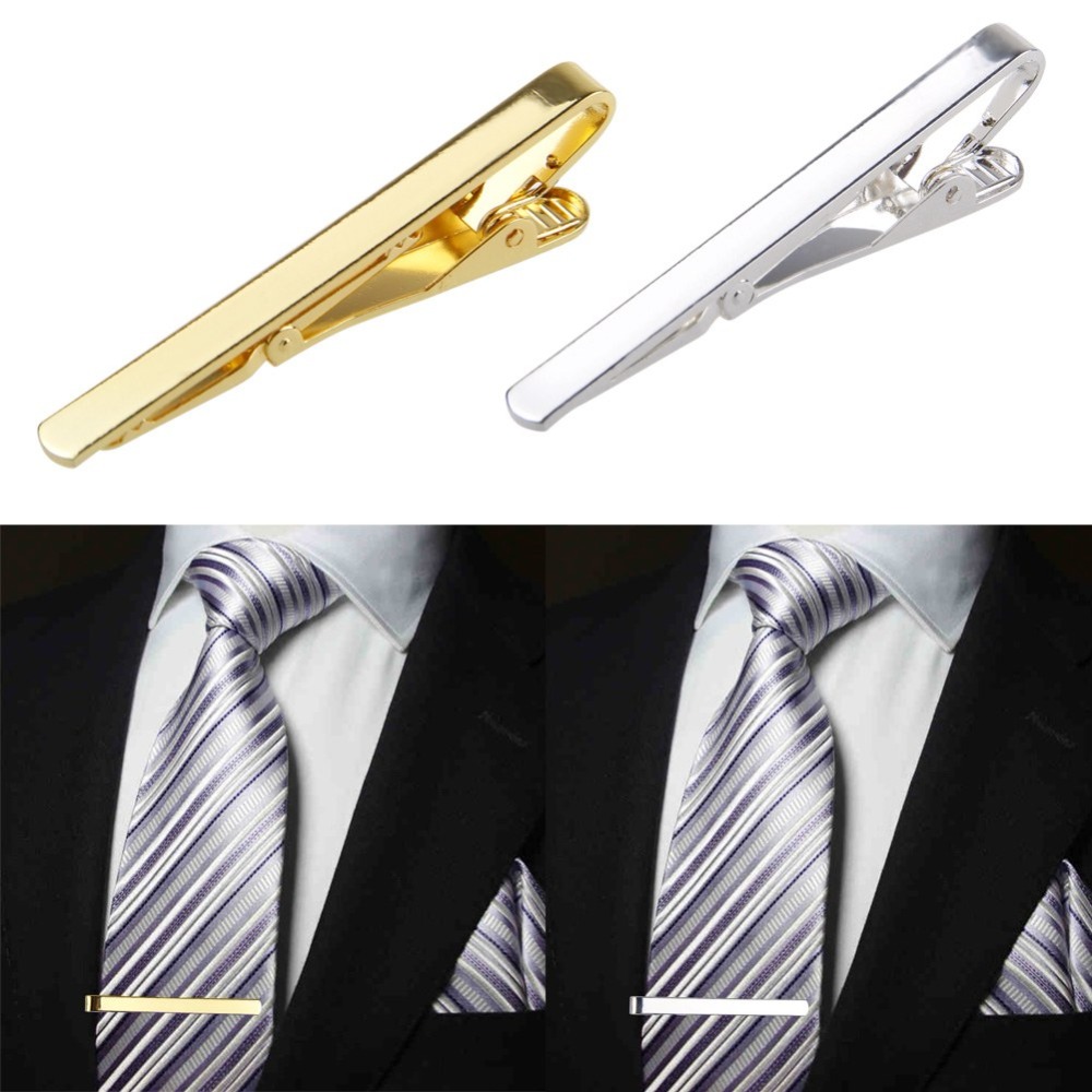 ผู้ชายโลหะ Silver Gold เนคไทเน - Tie Clip Bar Set Stainless Steel บทวิจารณ์และราคา