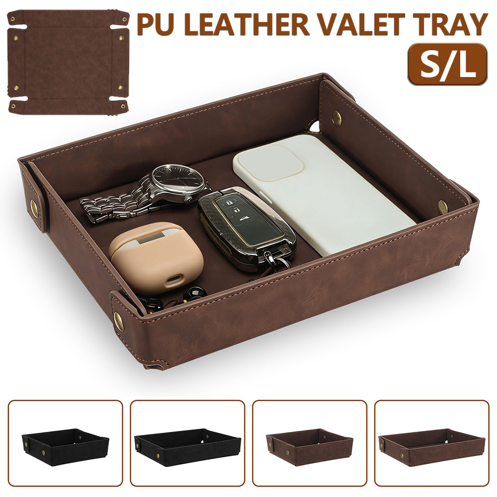 ถาดใส่ของอเนกประสงค์แบบพับได้  - Valet Tray Nightstand Organizer Leather บทวิจารณ์และราคา