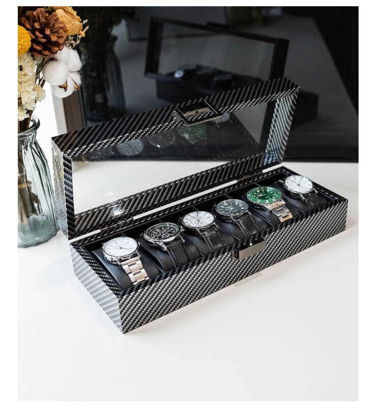 กล่องนาฬิกาคาร์บอนไฟเบอร์ 6/10 - Watch Display Storage Box Carbon Fiber บทวิจารณ์และราคา