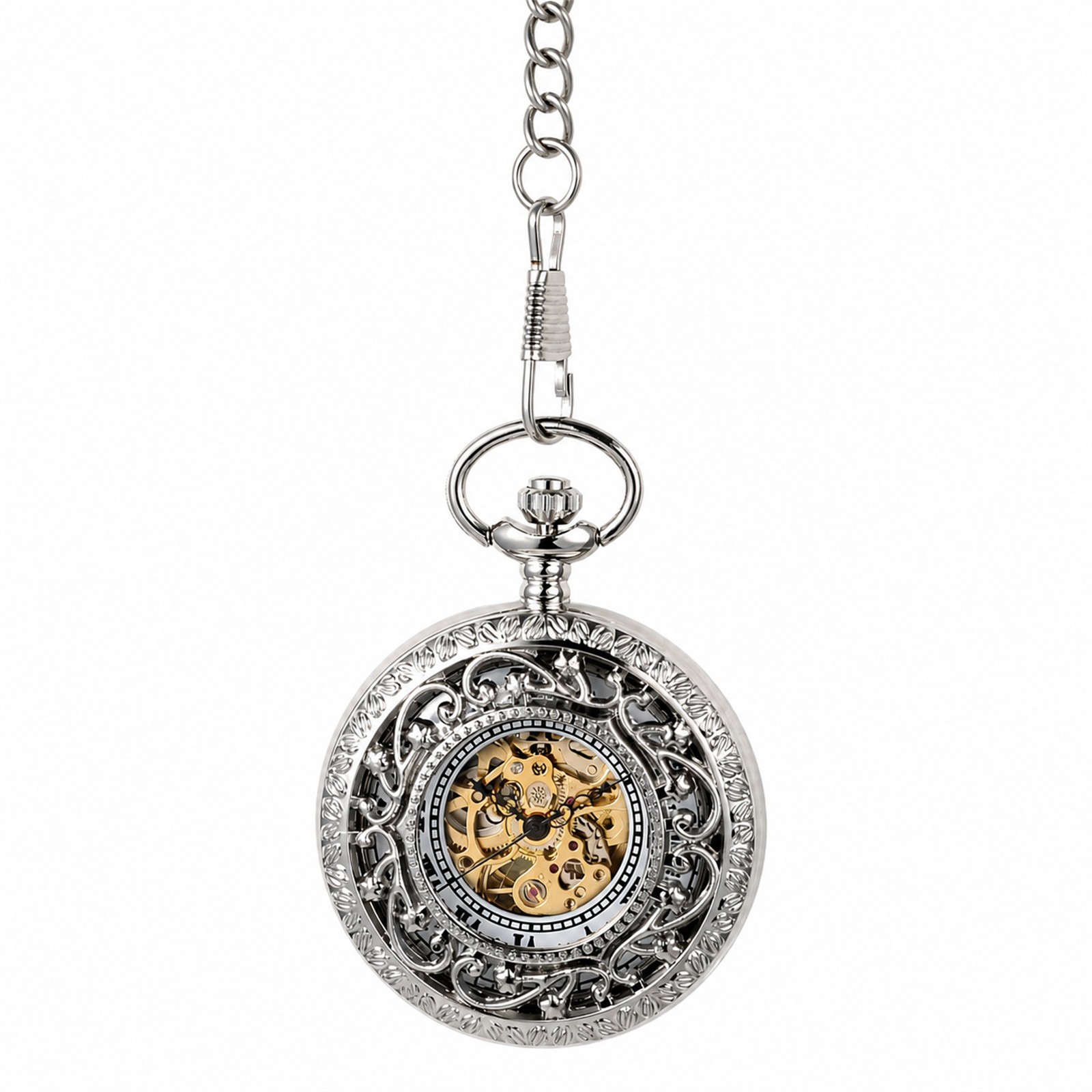 นาฬิกาพกกลไกแบบโครงกระดูกสำหรั - Pocket Watch Mechanical Skeleton Vintage บทวิจารณ์และราคา