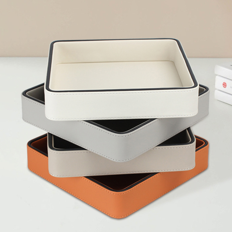 ถาดทรงรีแบบซ้อนได้สไตล์นอร์ดิก - Valet Tray Nightstand Organizer Leather บทวิจารณ์และราคา