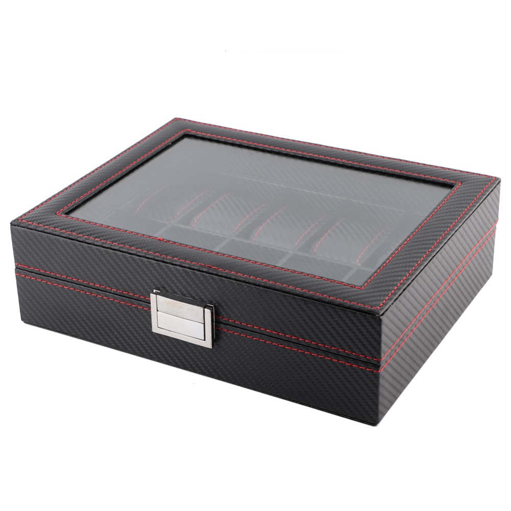 กล่องใส่นาฬิกาลายคาร์บอนไฟเบอร - Watch Display Storage Box Carbon Fiber บทวิจารณ์และราคา