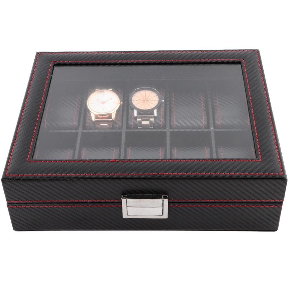 กล่องใส่นาฬิกาลายคาร์บอนไฟเบอร - Watch Display Storage Box Carbon Fiber บทวิจารณ์และราคา