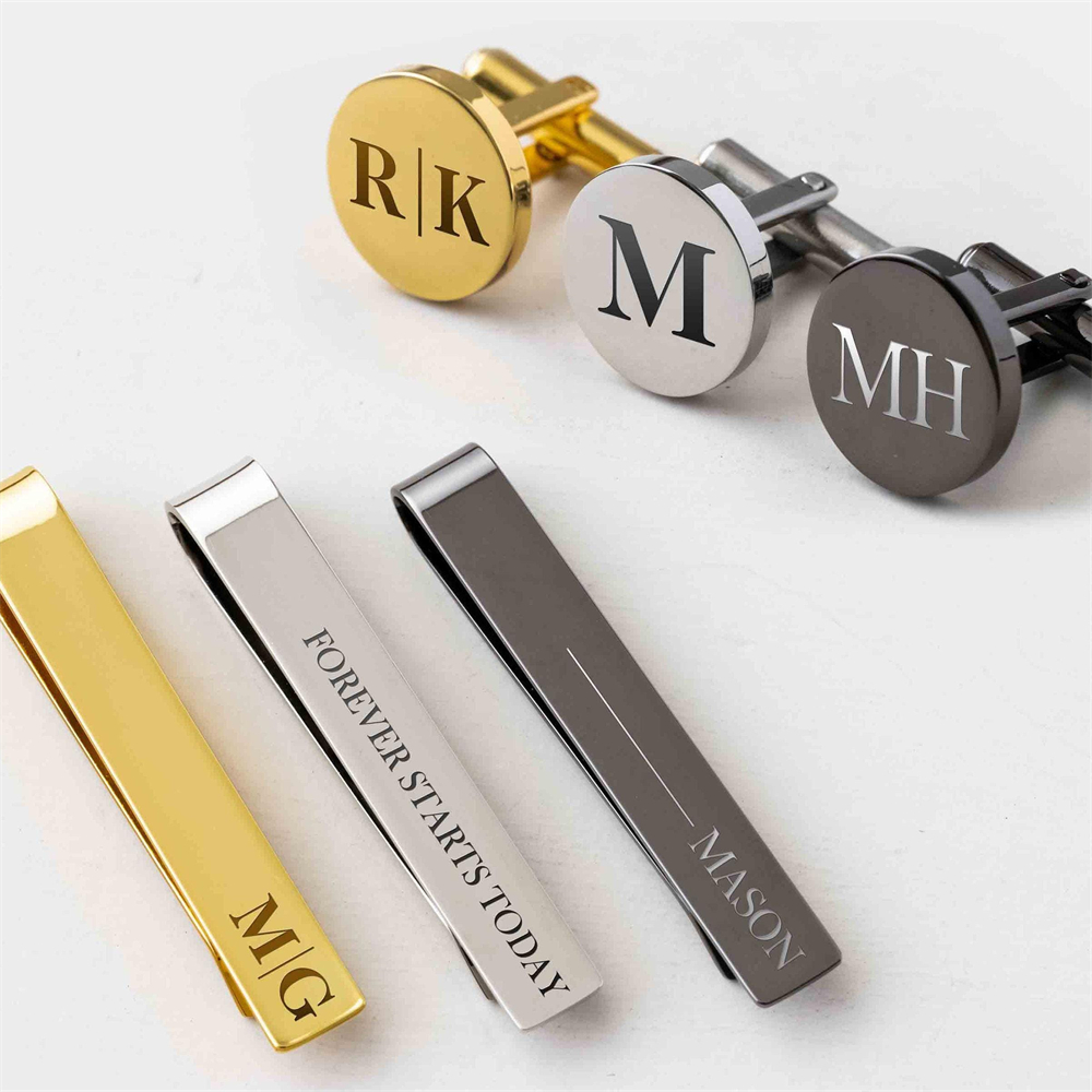 ผู้ชายส่วนบุคคล Cufflinks และ  - Tie Clip Bar Set Stainless Steel บทวิจารณ์และราคา