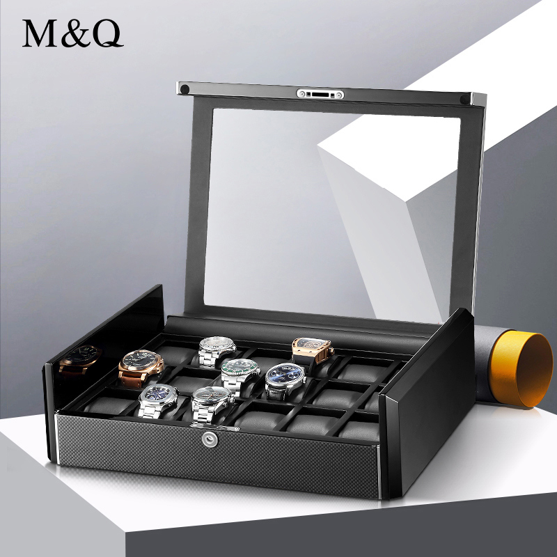 กล่องเก็บนาฬิกา M&Q สำหรับผู้ช - Watch Display Storage Box Carbon Fiber บทวิจารณ์และราคา