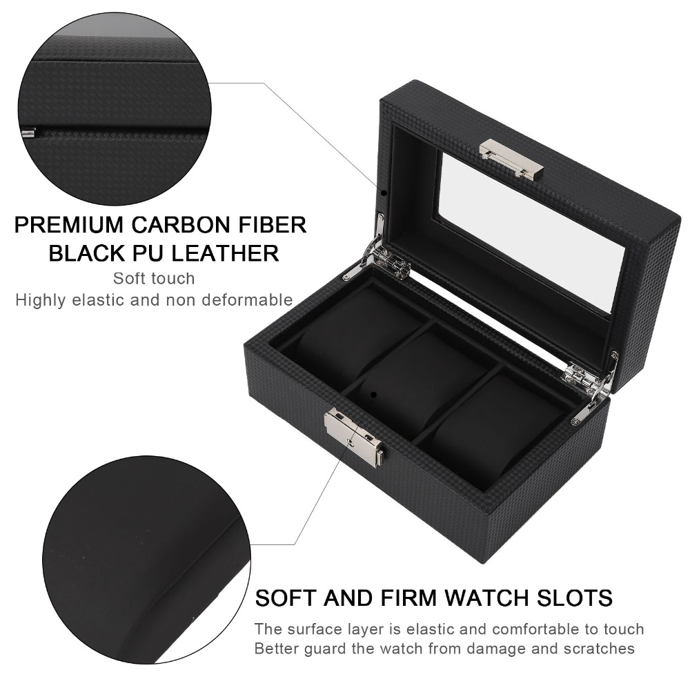 กล่องเก็บนาฬิกาคาร์บอนไฟเบอร์ส - Watch Display Storage Box Carbon Fiber บทวิจารณ์และราคา