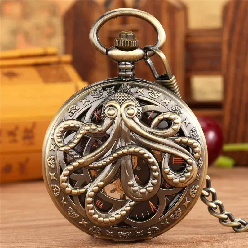 นาฬิกาพกไขลานดีไซน์วินเทจลายปล - Pocket Watch Mechanical Skeleton Vintage บทวิจารณ์และราคา