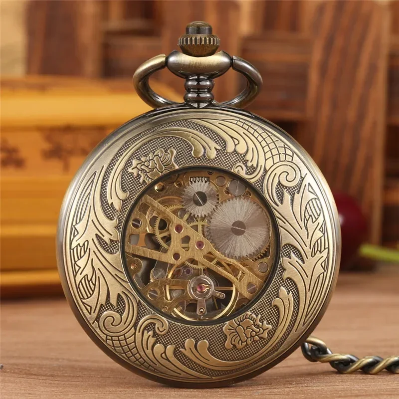 นาฬิกาพกไขลานดีไซน์วินเทจลายปล - Pocket Watch Mechanical Skeleton Vintage บทวิจารณ์และราคา