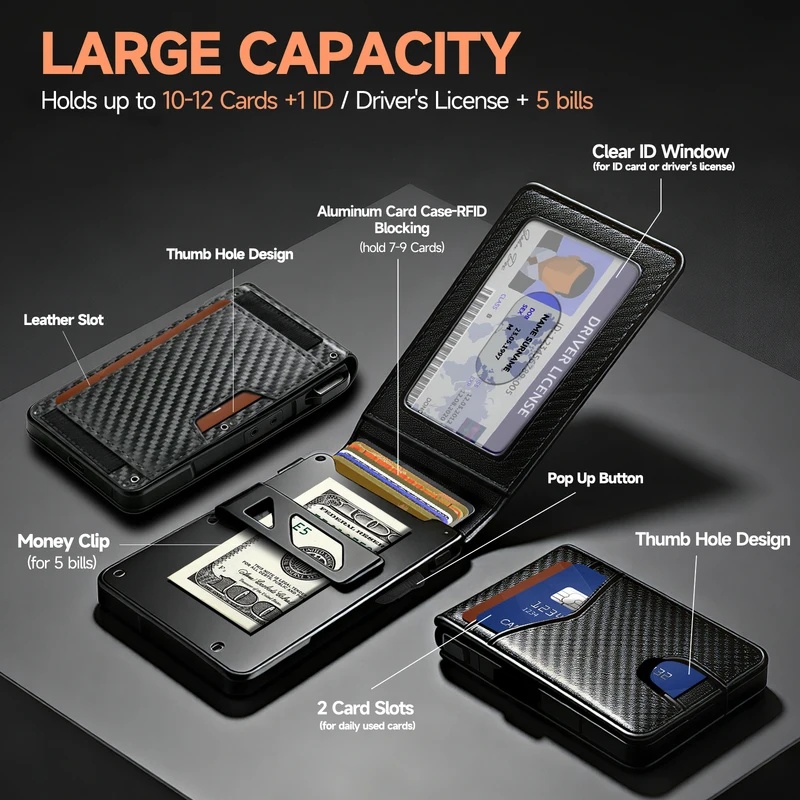 กระเป๋าสตางค์ผู้ชายสไตล์มินิมอ - Money Clip Minimalist Rfid Blocking บทวิจารณ์และราคา
