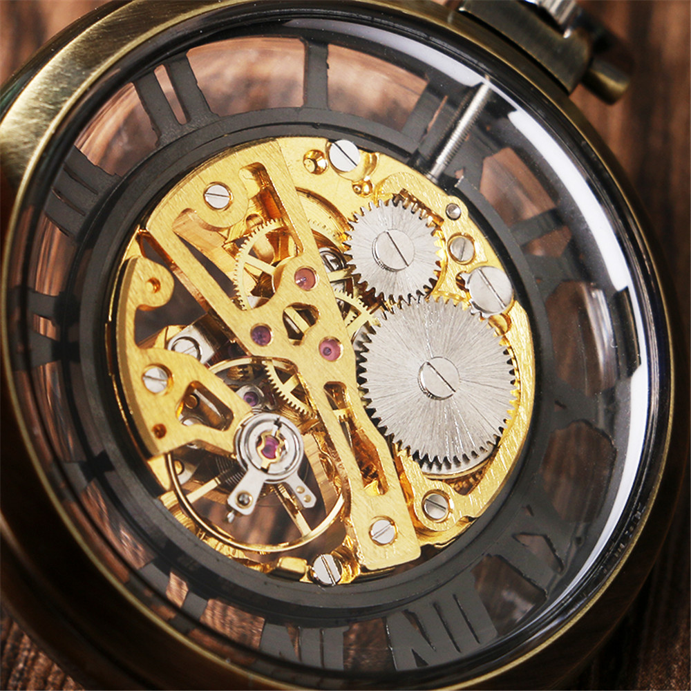 โครงกระดูกตัวเลขโรมันนาฬิกาผู้ - Pocket Watch Mechanical Skeleton Vintage บทวิจารณ์และราคา