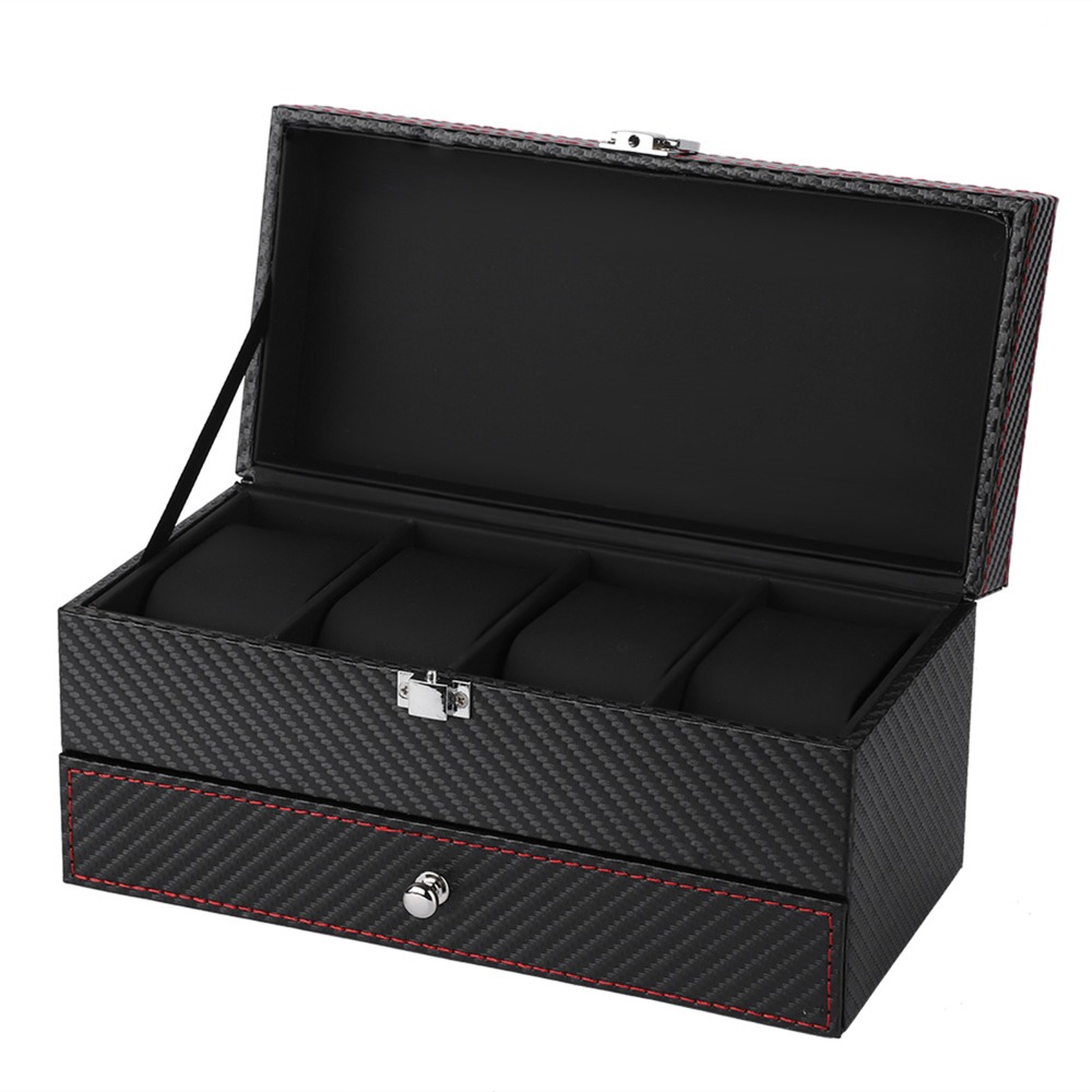 กล่องจัดเก็บเครื่องประดับแบบพก - Watch Display Storage Box Carbon Fiber บทวิจารณ์และราคา