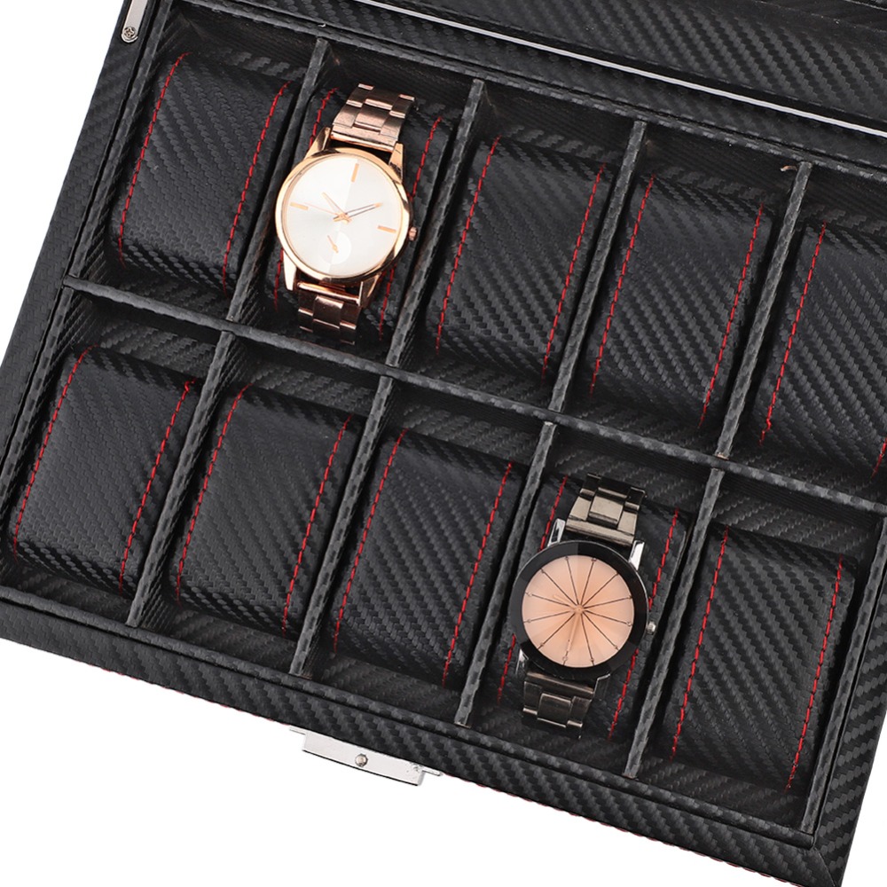 กล่องใส่นาฬิกาลายคาร์บอนไฟเบอร - Watch Display Storage Box Carbon Fiber บทวิจารณ์และราคา