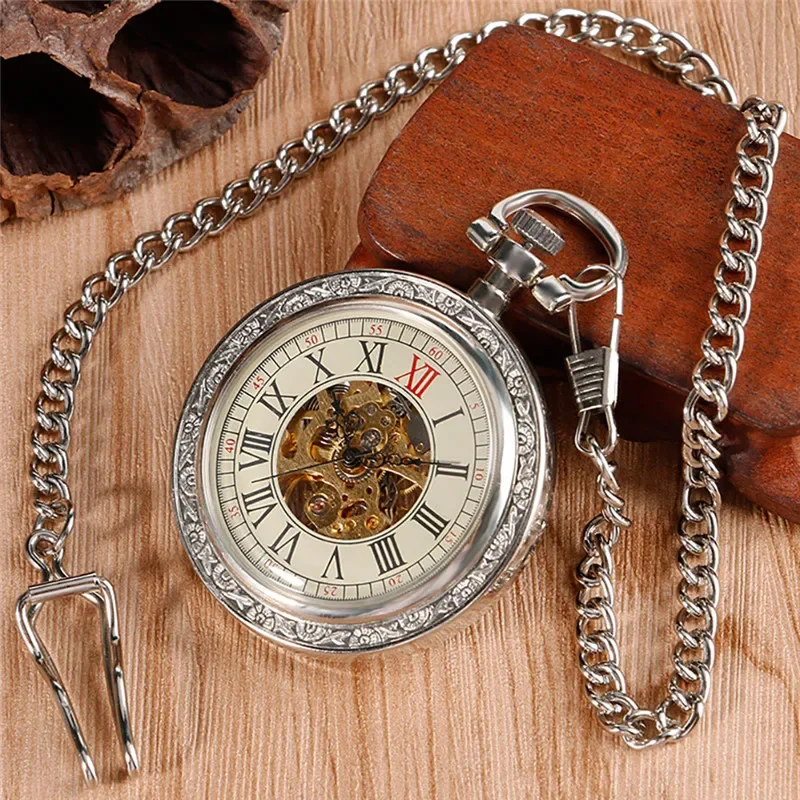 นาฬิกาพกกลไกไขลานแบบวินเทจสำหร - Pocket Watch Mechanical Skeleton Vintage บทวิจารณ์และราคา