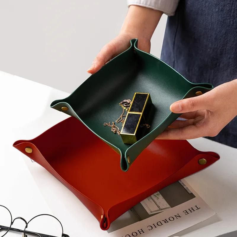 1/2 ชิ้น ถาดจัดระเบียบพับได้ ข - Valet Tray Nightstand Organizer Leather บทวิจารณ์และราคา