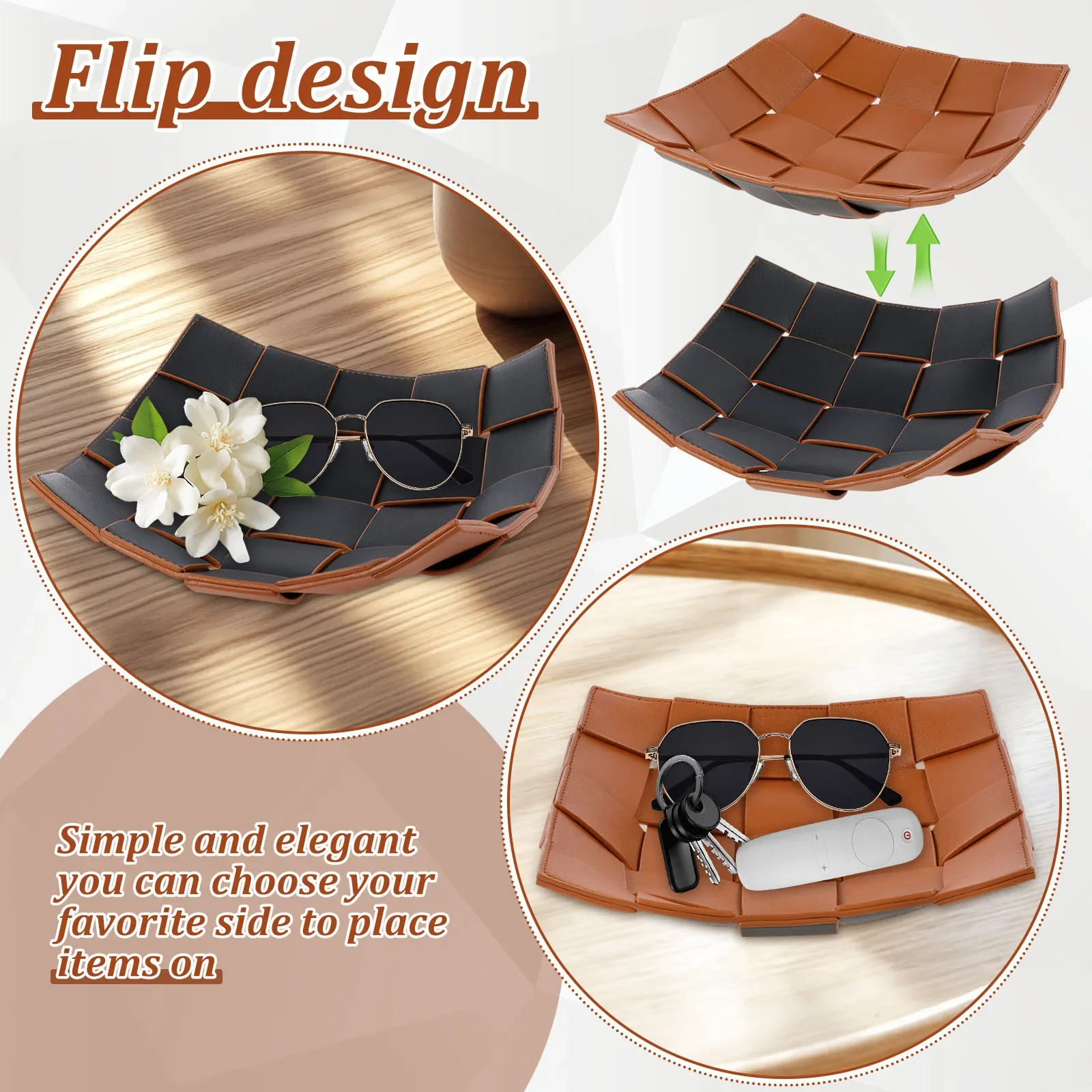 ถาดใส่ของอเนกประสงค์หนัง PU สำ - Valet Tray Nightstand Organizer Leather บทวิจารณ์และราคา