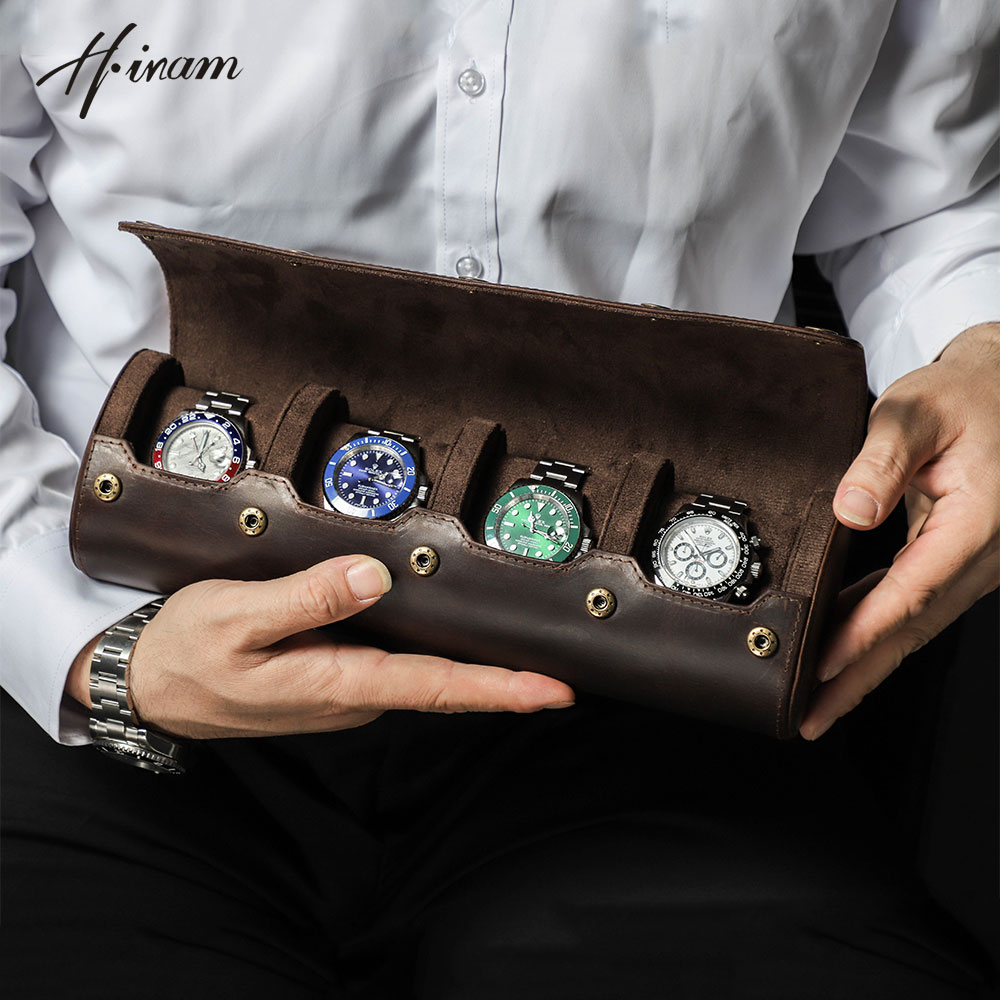 หนังแท้วินเทจม้วนได้1/2/3/4ช่อ - Watch Travel Roll Case 3 Slots Leather บทวิจารณ์และราคา