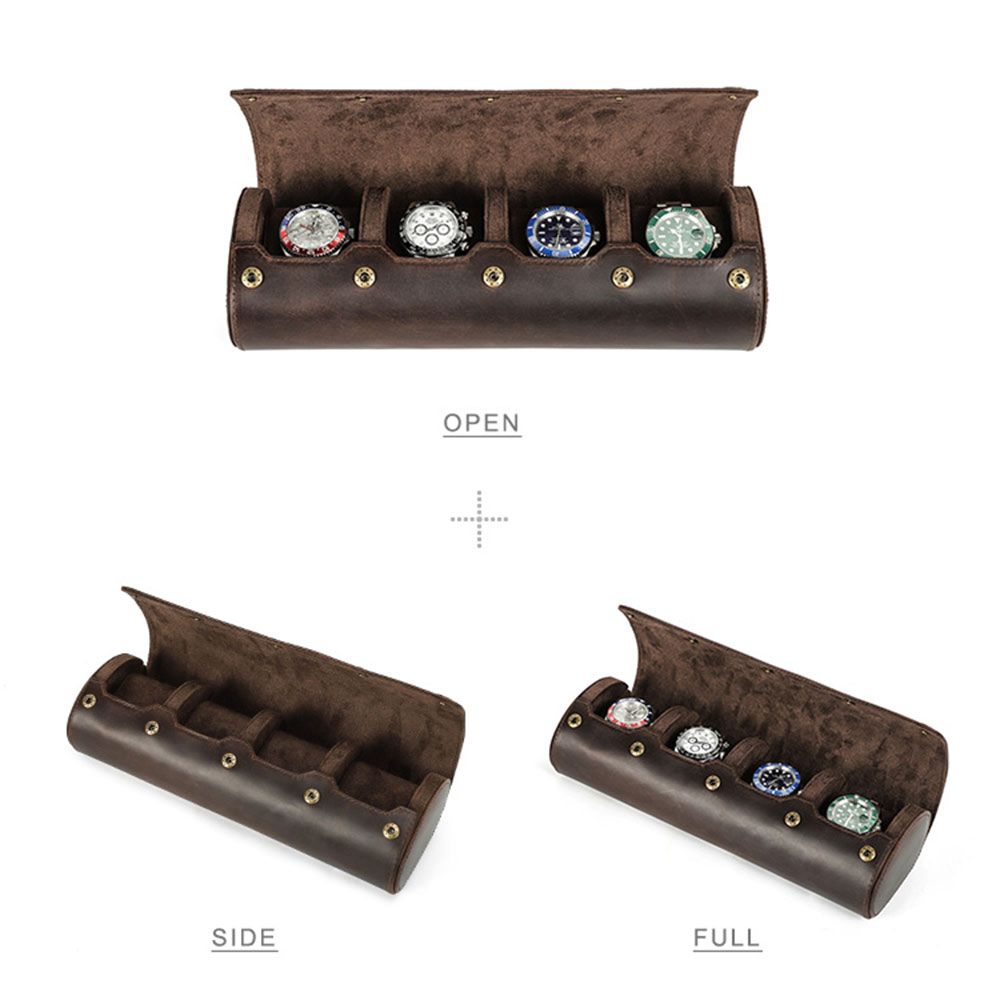 หนังแท้วินเทจม้วนได้1/2/3/4ช่อ - Watch Travel Roll Case 3 Slots Leather บทวิจารณ์และราคา