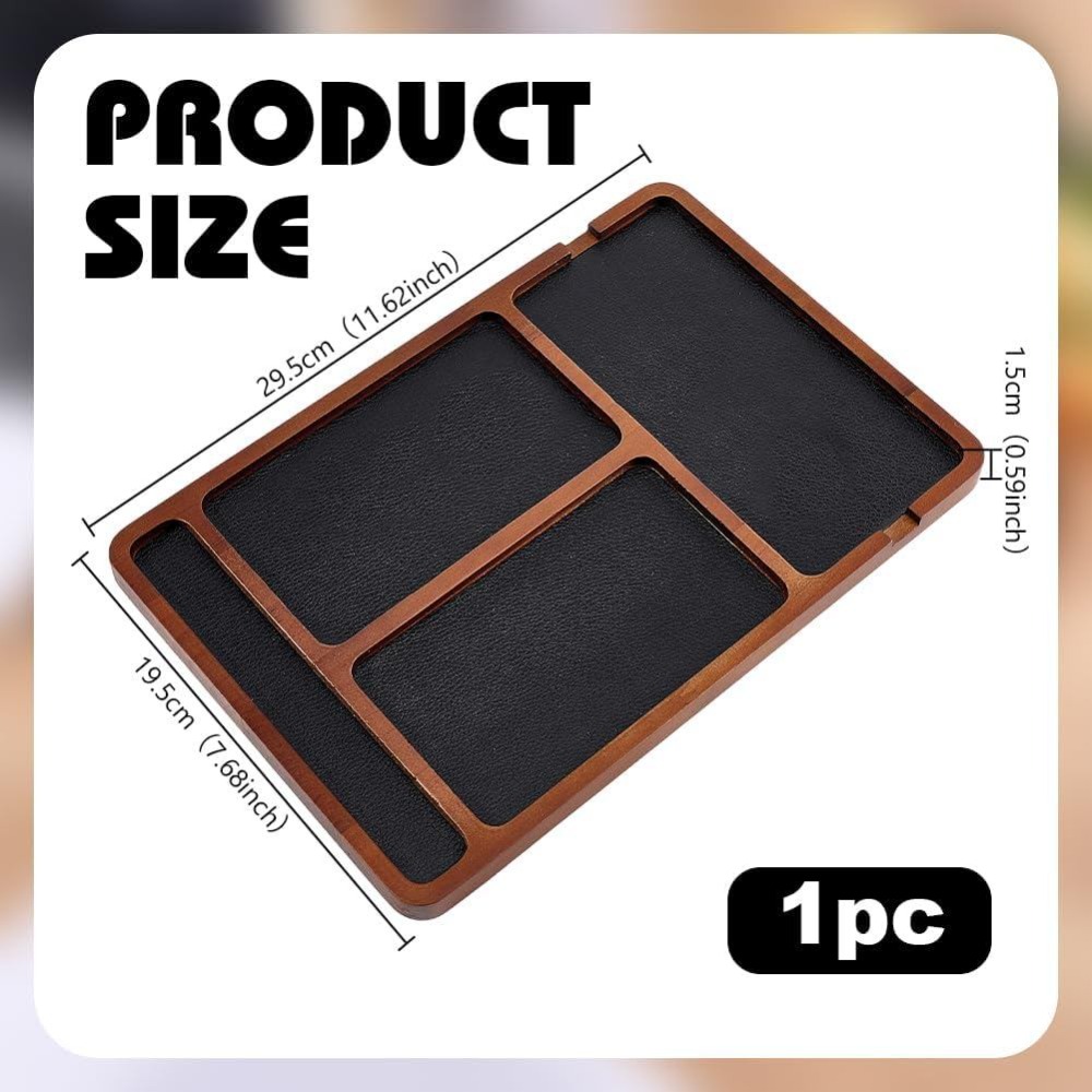 ถาดจัดระเบียบไม้สำหรับวางบนโต๊ - Valet Tray Nightstand Organizer Leather บทวิจารณ์และราคา