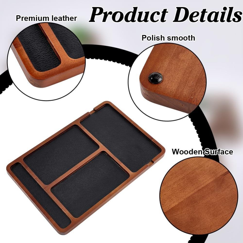 ถาดจัดระเบียบไม้สำหรับวางบนโต๊ - Valet Tray Nightstand Organizer Leather บทวิจารณ์และราคา