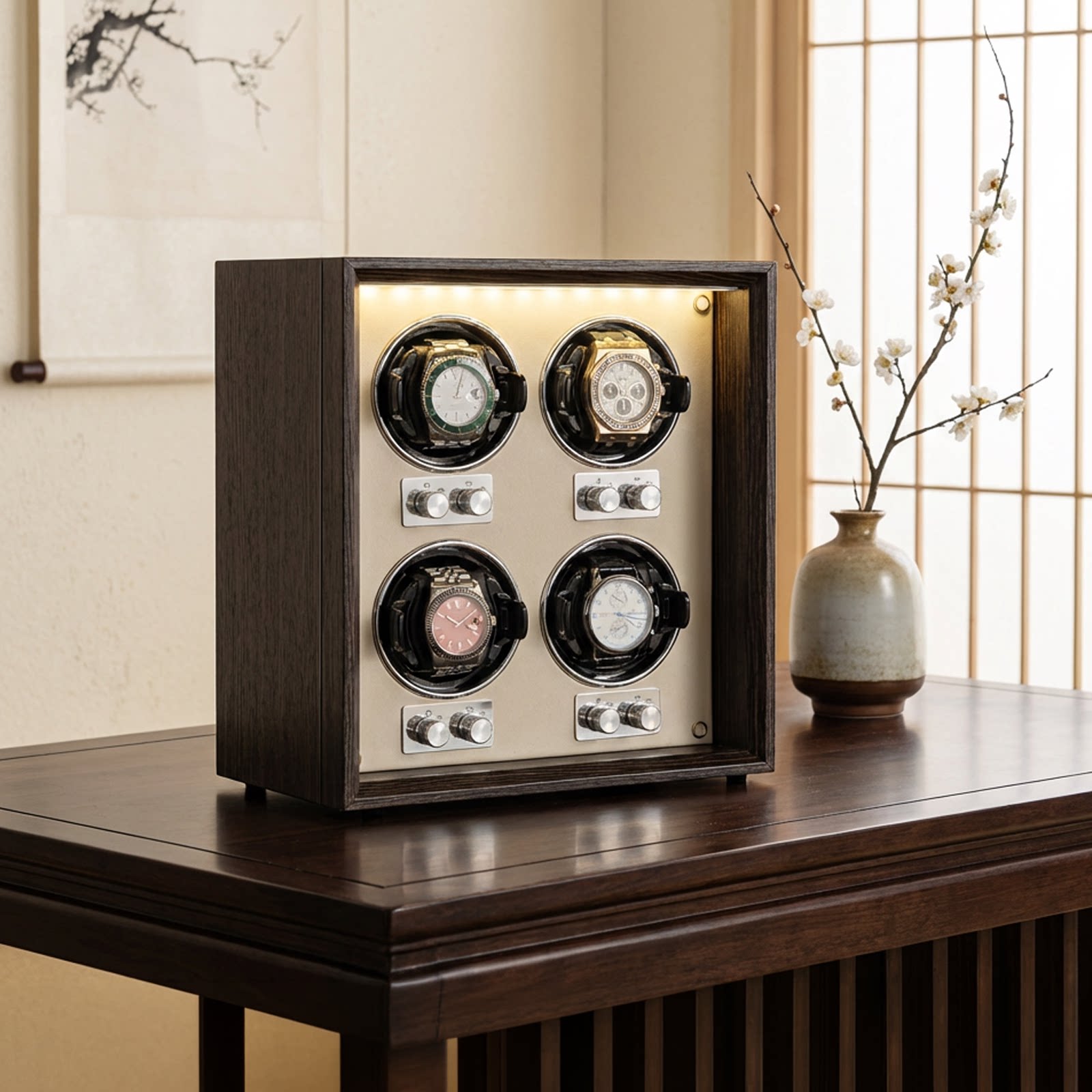กล่องหมุนนาฬิกาอัตโนมัติ Virto - Watch Winder 4 Watches Automatic Silent บทวิจารณ์และราคา