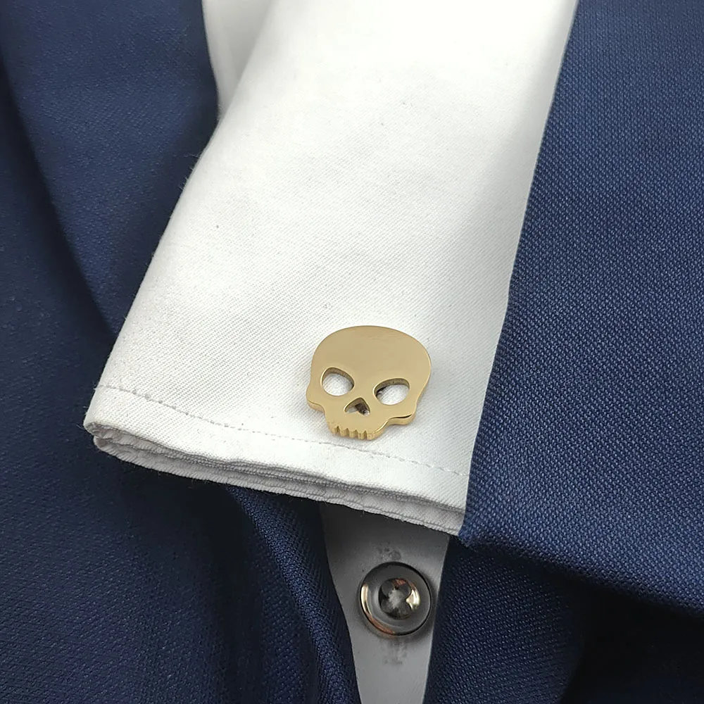 กระดุมข้อมือชุบทอง 18k กะโหลกฮ - Cufflinks Men Stainless Steel Luxury บทวิจารณ์และราคา