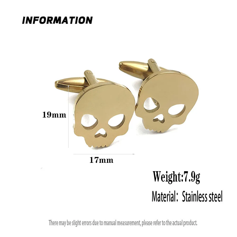 กระดุมข้อมือชุบทอง 18k กะโหลกฮ - Cufflinks Men Stainless Steel Luxury บทวิจารณ์และราคา