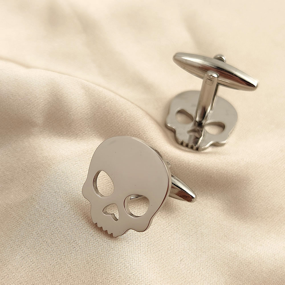 กระดุมข้อมือชุบทอง 18k กะโหลกฮ - Cufflinks Men Stainless Steel Luxury บทวิจารณ์และราคา