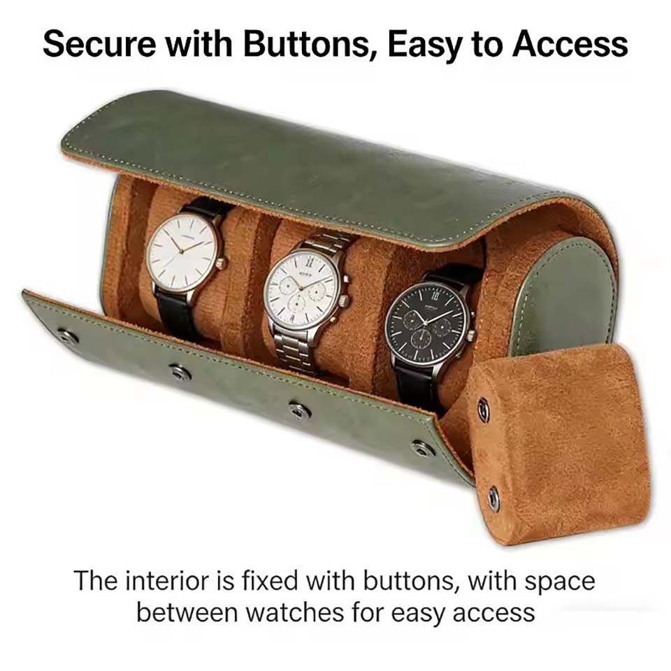 กล่องใส่นาฬิกาแบบพกพา 1/2/3 ช่ - Watch Travel Roll Case 3 Slots Leather บทวิจารณ์และราคา