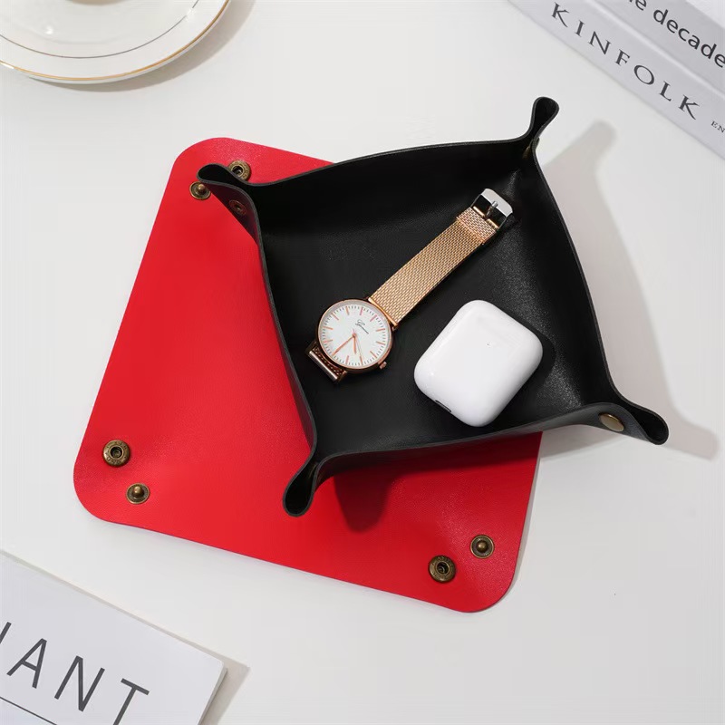 ถาดอเนกประสงค์ PU แบบพับได้ สำ - Valet Tray Nightstand Organizer Leather บทวิจารณ์และราคา