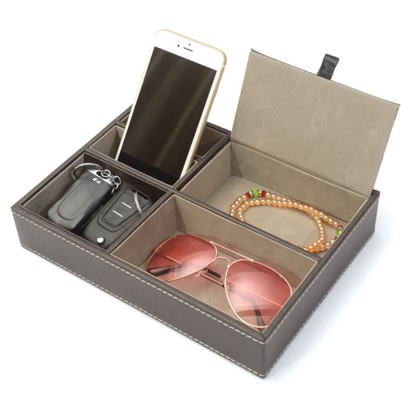 ผู้ชาย Valet ถาดเดสก์ท็อป PU ห - Valet Tray Nightstand Organizer Leather บทวิจารณ์และราคา